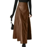 ZANZEA Women Spring Solid Color Zipper Big Swing Party Long Skirts
