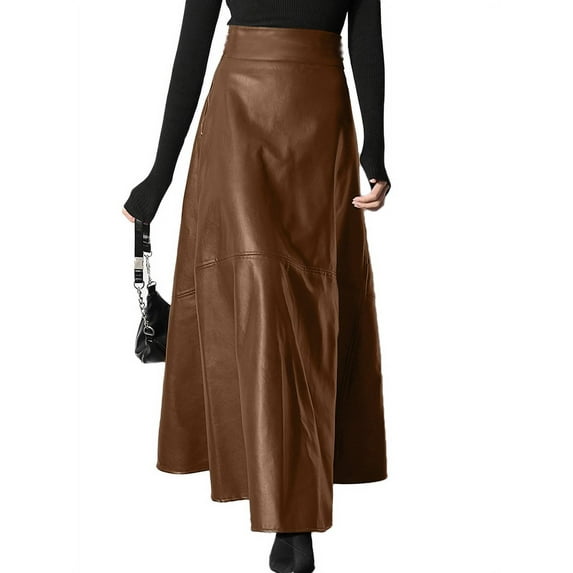 ZANZEA Women Spring Solid Color Zipper Big Swing Party Long Skirts