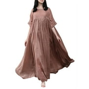 ZANZEA Women Spring/Summer Half Sleeve Kaftan Elegant Maxi Dress Casual Dresses