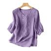 Blouse Terre Blue - Brodée - Manches 3/4 - Taille M - Bleue - Occasion Bon état