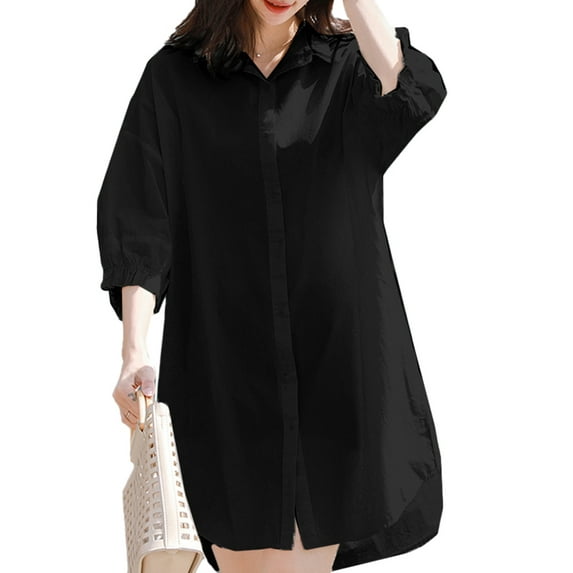 ZANZEA Women Summer Short Sleeve Solid Color Baggy Dress