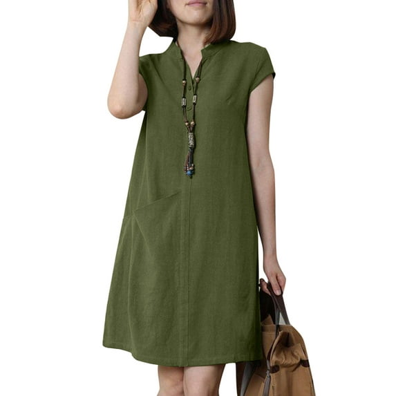 ZANZEA Women Summer Short Sleeved Short Dress Casual Dresses