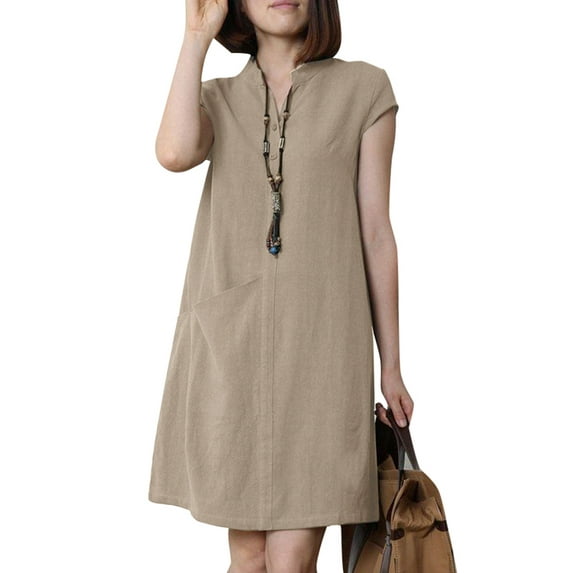ZANZEA Women Summer Short Sleeved Short Dress Casual Dresses