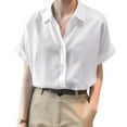 thumbnail image 1 of ZANZEA Women Turn-down Collar Short Sleeve Blouse Casual T-shirt Tops, 1 of 6