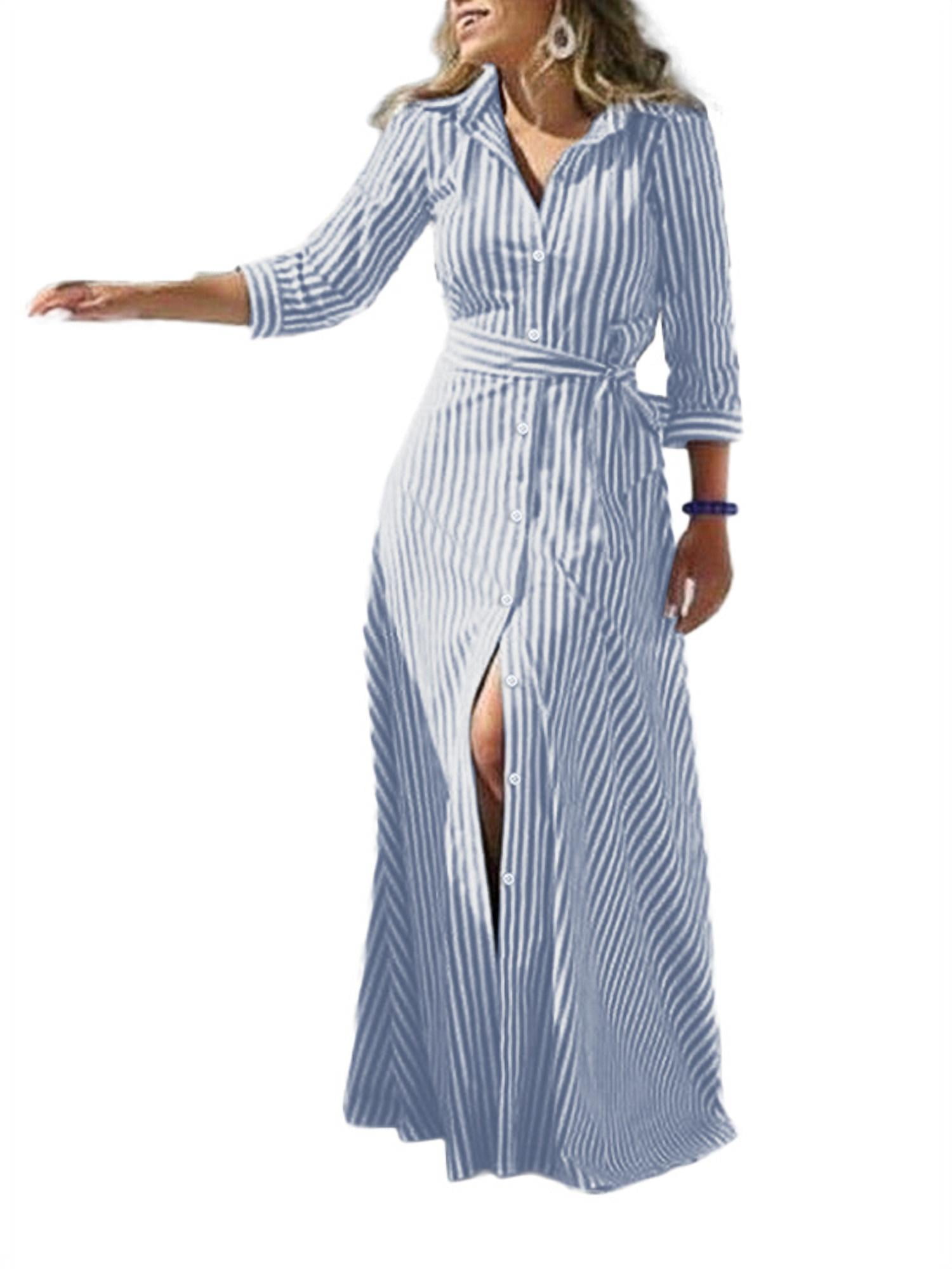 Turndown Collar Button Knit Slim Fit Maxi Dress