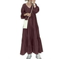 thumbnail image 1 of ZANZEA Women V-Neck Puff Sleeve Bohemian Casual Long Dress, 1 of 4