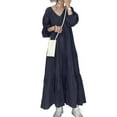 thumbnail image 1 of ZANZEA Women V-Neck Puff Sleeve Bohemian Casual Long Dress, 1 of 4