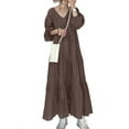 thumbnail image 1 of ZANZEA Women V-Neck Puff Sleeve Bohemian Casual Long Dress, 1 of 11