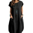 thumbnail image 1 of ZANZEA Women's Daily Casual Side Pocket Round Neck Short Sleeve Cotton Midi Dress, 1 of 4
