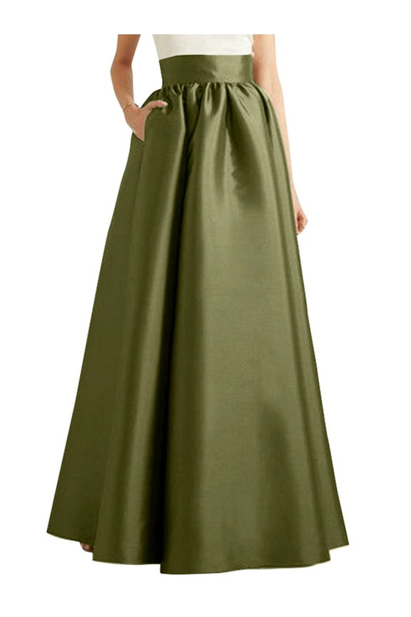 Women's Elegant High Waist A Swing Party Evening Skirt With Pockets