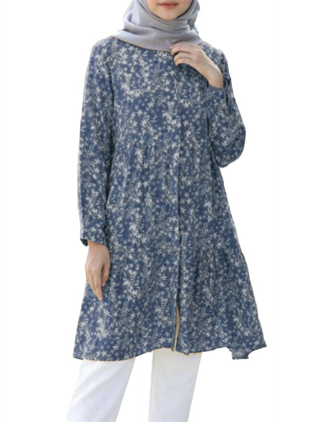 ZANZEA Women's Long Sleeve Button Up Tunic Tops Floral Print