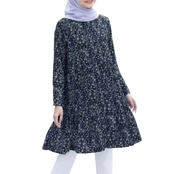 ZANZEA Women's Long Sleeve Button Up Tunic Tops Floral Print Muslim Blouse Tops