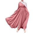 thumbnail image 1 of ZANZEA Women's Muslim Long Sleeves Casual Big A Swing Belted Solid Color Dresses, 1 of 7