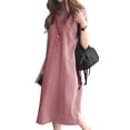 thumbnail image 1 of ZANZEA Women's Summer Evening Dress V-Neck Side Fork Plaid Shirt Dresses, 1 of 3