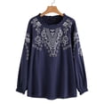 thumbnail image 1 of ZANZEA Women's Tops Elastic Cuffs Lantern Sleeve Ethnic Shirt Tops  Blouse, 1 of 7