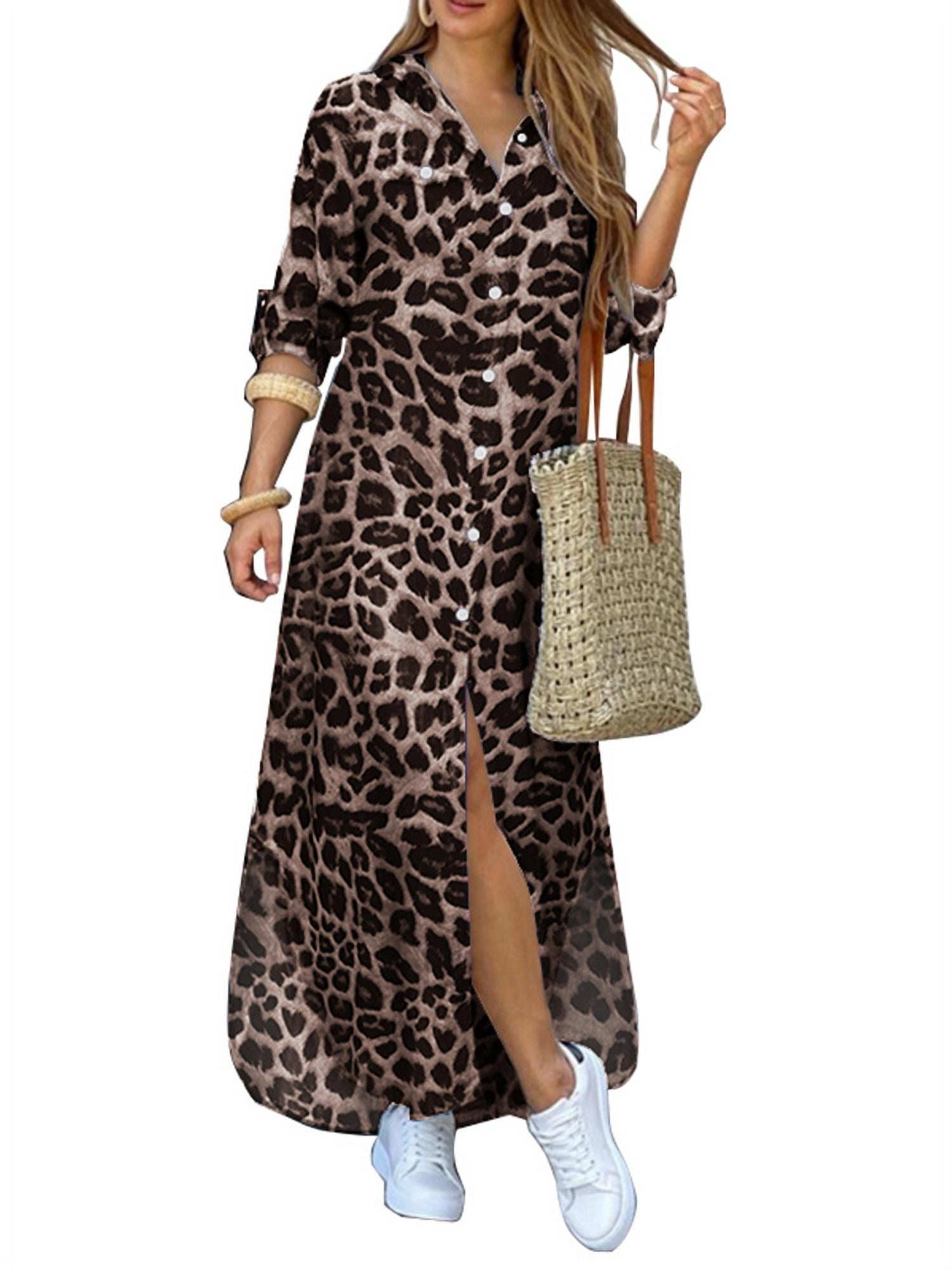 leopard shirt dress Tie Waist Shirtdress - Shirt Dress in Leopard Silk