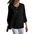 thumbnail image 1 of ZANZEA Womens Blouses 3/4 Sleeved Casual Floral Embroidery Baggy Tops Shirts, 1 of 3