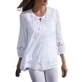 thumbnail image 1 of ZANZEA Womens Blouses 3/4 Sleeved Casual Floral Embroidery Baggy Tops Shirts, 1 of 3