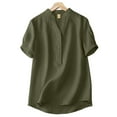 thumbnail image 1 of ZANZEA Womens Blouses V-Neck Short Sleeve Button Down Front Shirt Top, 1 of 3
