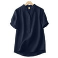 thumbnail image 1 of ZANZEA Womens Blouses V-Neck Short Sleeve Button Down Front Shirt Top, 1 of 4