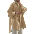 thumbnail image 1 of ZANZEA Womens Button Down Lace-up Long Sleeve Solid Casual Loose Tops Muslim Abaya Dubai Blouse Shirt, 1 of 3