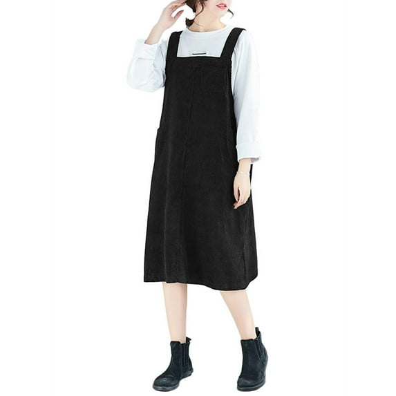 ZANZEA Womens Corduroy Suspender Skirt Casual Midi Dresses