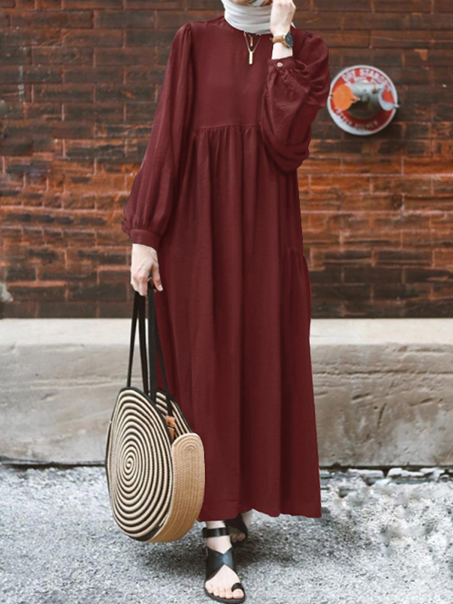 dress female long zanzea ZANZEA Women Long Sleeved Kaftan Clubbing Maxi Dress Muslim Dresses