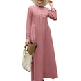 thumbnail image 1 of ZANZEA Womens Dresses Muslim Solid Color Long Sleeve Pocket Button Down Dress, 1 of 13