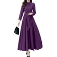 thumbnail image 1 of ZANZEA Womens Dresses O-Neck Evening Long Gowns Solid Color Dress, 1 of 4
