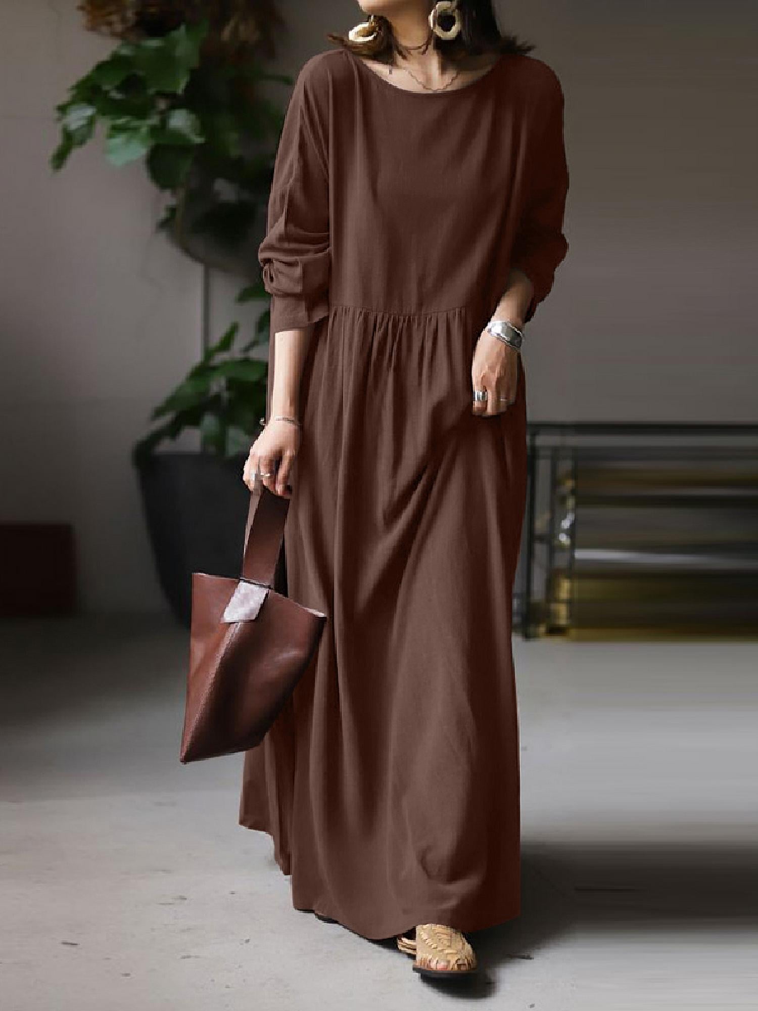 Fashion Casual O Neck Long Sleeve Dresses(3 Colors) main image 1