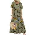 thumbnail image 1 of ZANZEA Womens Dresses Short Sleeve Floral Print Long Vintage Loose Dress, 1 of 9