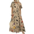 thumbnail image 1 of ZANZEA Womens Dresses Short Sleeve Floral Print Long Vintage Loose Dress, 1 of 2