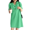 thumbnail image 1 of ZANZEA Womens Dresses Short Sleeves Solid Color Lapel Neck Casual Pullover Dress, 1 of 11