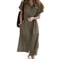 thumbnail image 1 of ZANZEA Womens Dresses Solid Color Button Up Baggy Long Maxi Dress, 1 of 3