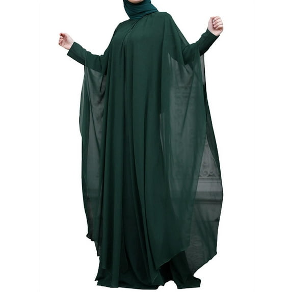 ZANZEA Womens Dresses Vintage Muslim O-Neck Two-Piece Holiday Party Long Dress