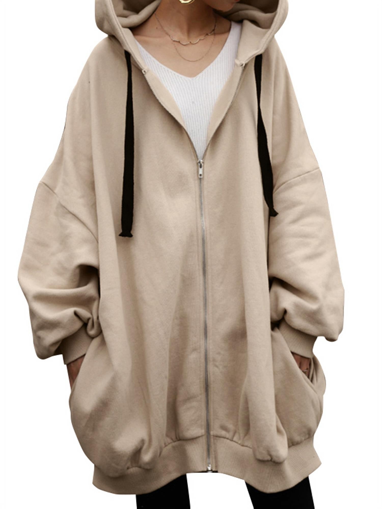 ZANZEA Womens Hoodies Full Sleeve O-Neck With-Front-Zipper