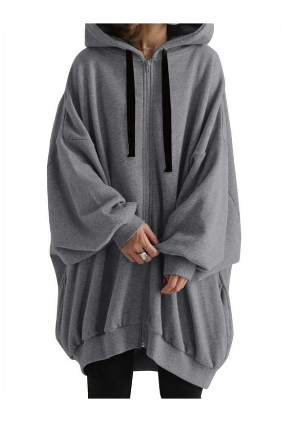 Womens Hoodies Full Sleeve O-Neck With-Front-Zipper Coat Hoodies