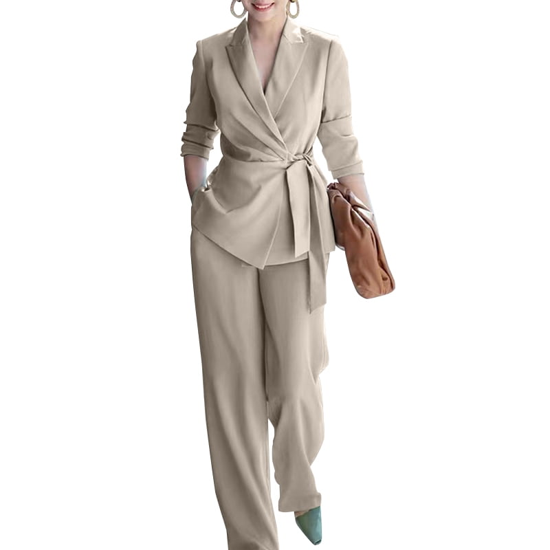 ZANZEA Womens Lapel Collared Tie Waist Formal Blazer Coat Jacket Wide