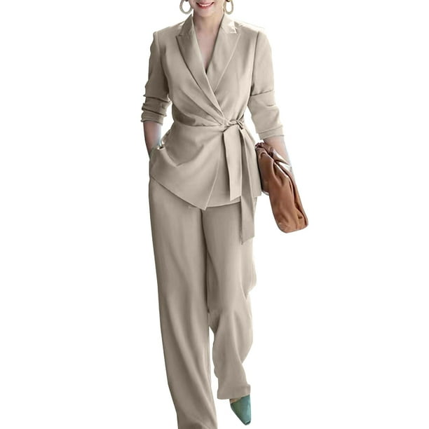 ZANZEA Womens Lapel Collared Tie Waist Formal Blazer Coat Jacket