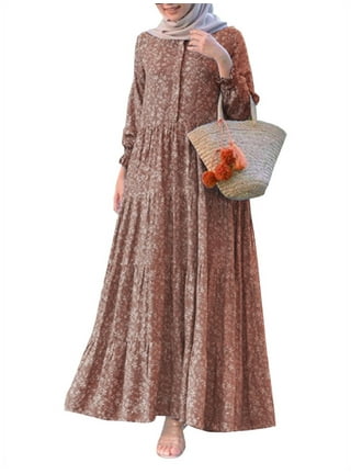 Women Muslim Long Dress Loose Robe Casual Print Maxi Sundress ZANZEA 2023  Spring Ladies Long Vestidos