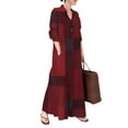 thumbnail image 1 of ZANZEA Womens Long Sleeve Check Plaid /Solid Color Split Skirt Side Long Dress, 1 of 13