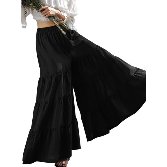 ZANZEA Womens Pants Bohemia Vacation Flare Casual Wide Leg Long Trousers