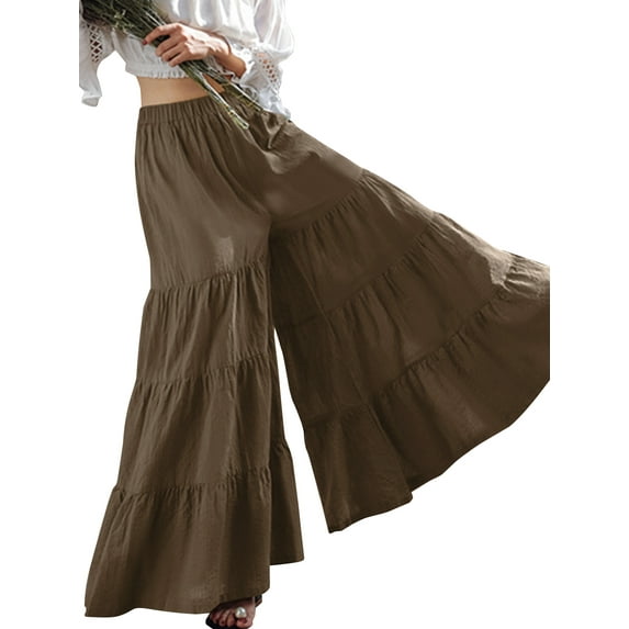 ZANZEA Womens Pants Bohemia Vacation Flare Casual Wide Leg Long Trousers