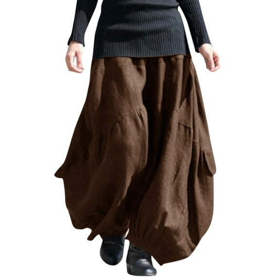ZANZEA Womens Pants Vintage Solid Casual Lantern Harem Pants Long Trousers