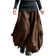 ZANZEA Womens Pants Vintage Solid Casual Lantern Harem Pants Long Trousers