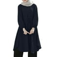 thumbnail image 1 of ZANZEA Womens Shirts Blouses Full Sleeve O-Neck Buttons on the Back Tops, 1 of 2