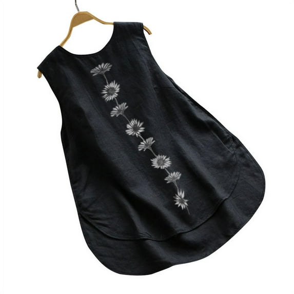 ZANZEA Womens Sleeveless Flower Print High Low Casual Loose Vest Tops