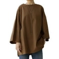 thumbnail image 1 of ZANZEA Womens Tops Shirts Solid Color Long Sleeve Pullover Blouses, 1 of 3