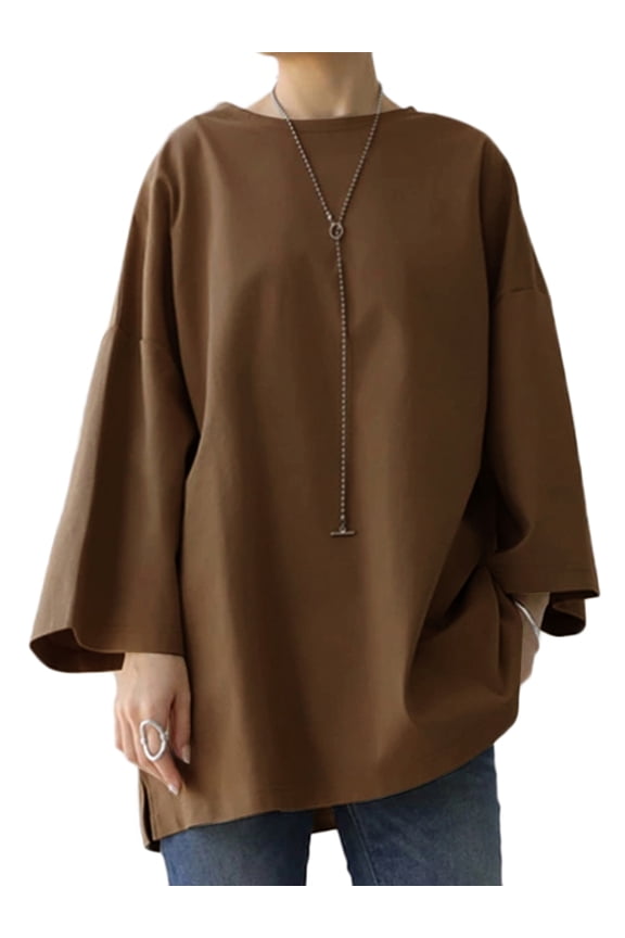 Womens Tops Shirts Solid Color Long Sleeve Pullover Blouses
