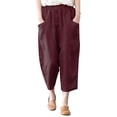 thumbnail image 1 of ZANZEA Womens Trousers Casual Elastic Waist Two Pockets Pure Color Pants, 1 of 4